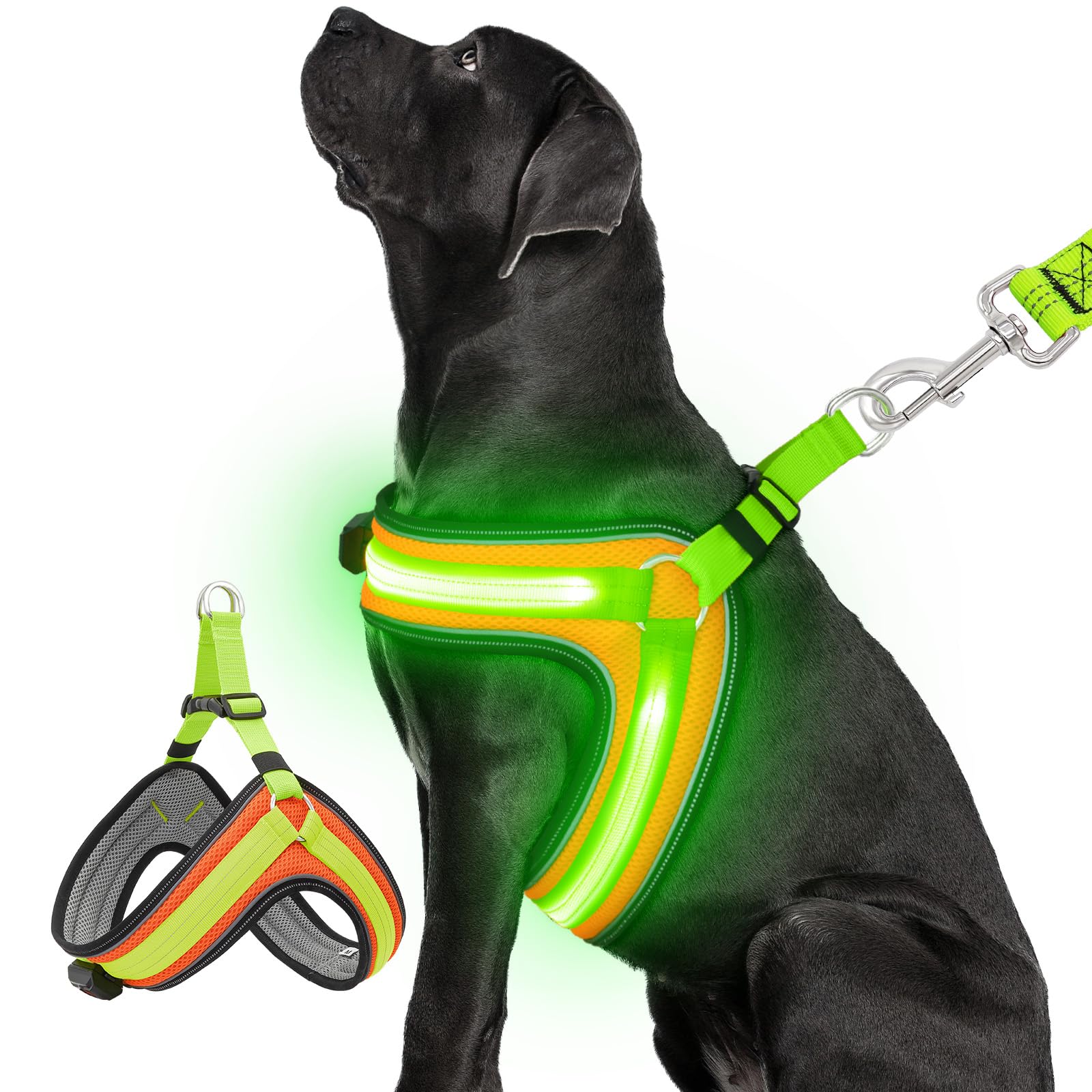 LED Glow Dog Harness - Rechargeable & Adjustable